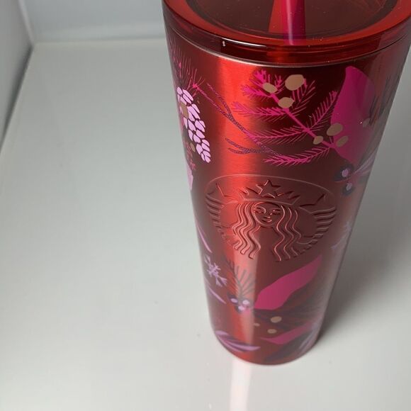 NEW- Starbucks Red Pine Stainless Steel Venti Tumbler. - Picture 5 of 5